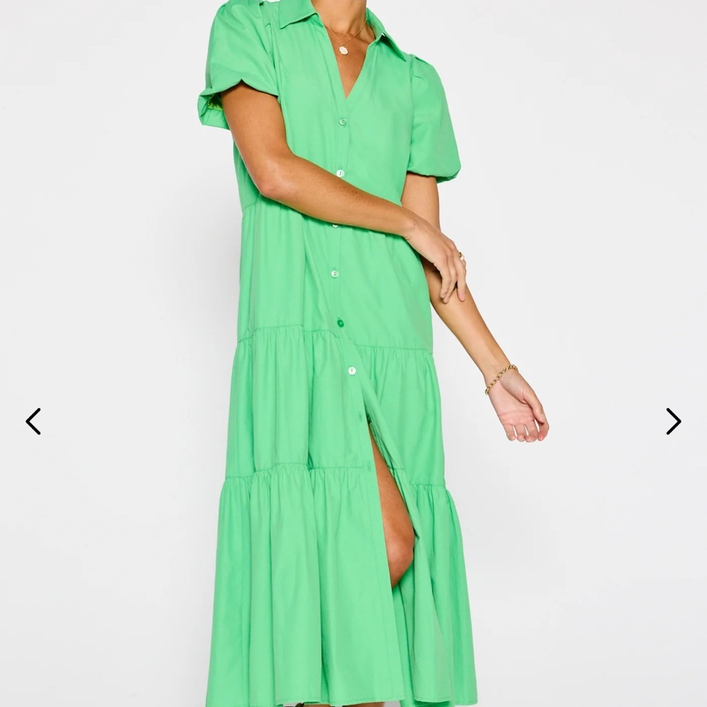Brochu Walker Havana Dress - Green Button-Up Midi / Maxi Dress